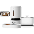 Petlibro Camera Dual Food Tray Feeder & Battery-Operated Fountain Kit, White, automatic cat feeder with camera