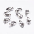 Fermoirs mousquetons en acier inoxydable chirurgical 316 résistant au ternissement, fermoirs à gâchette de perroquet, polissage manuel, couleur inoxydable, 12x6.2mm, Trou: 1mm, Taille intérieure: 4.5 mm