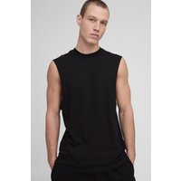 Top Sin Mangas Básico Con Sisa Ancha, Negro