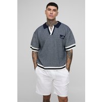 Polo Tall Oversize Recto De Punto Abierto Con Filo En Contraste, Navy
