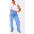 Plus Mid Wash Split Hem Jeans, Mid Blue Wash