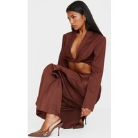 Chocolate PU Wide Fit Point Toe Heeled Sandals
