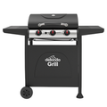 Dellonda 3 Burner Gas BBQ Grill, Ignition, Thermometer, Black/Stainless Steel