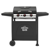 Dellonda 3 Burner Gas BBQ Grill, Ignition, Thermometer, Black/Stainless Steel