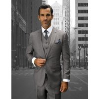 Statement Men's 100% Wool 3 Piece Suit - Light Plaid Outlet