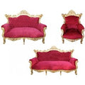 Casa Padrino Barock Wohnzimmer Set Master Bordoaux Rot/ Gold - 3er Sofa+2er Sofa + 1 Sessel - MÃ¶bel Interior