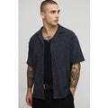 Camisa Oversize De Felpa Con Solapas, Gris