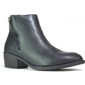 Black Women's Faux Leather Ankle Boots - Side Zip, Cushioned Sole, Casual Everyday Style | Wowcher