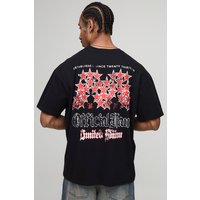 Oversized Official Man Star Printed T-Shirt, Negro
