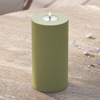 Udendørs LED Bloklys Ø 10 x 20 cm Olivengrøn