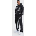 Chándal Oversize Con Capucha Y Grafiti Con Refuerzos, Negro