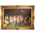 Riesiges Handgemaltes Barock Ãl GemÃ¤lde Konzert im Ballsaal Gold Prunk Rahmen 225 x 165 x 10 cm - Massives Material
