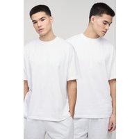Pack De 2 Camisetas Oversize Básicas Con Cuello De Caja, Blanco