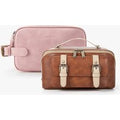 Elena Vegan Leather Cosmetic & Toiletry Bags Set