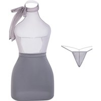 Sexy Secretary Skirt Sets Hollow Out Uniform Lace Pure Desire Skirt Sets Hanging Neck Off-the-shoulder Backless Sleeveless 1QBN