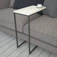 Callen White Marble Effect Top Side Table with Metal Frame