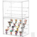 Clear Acrylic Display Case Upgrade 4 Tier Figure Display Case with 3 Movable Dividers Stackable Display Box Showcase with Magne