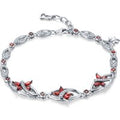 7.0ct Natural Red Garnet Stone Sterling Silver Flying Butterfly Bracelet