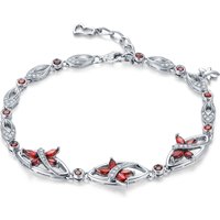 7.0ct Natural Red Garnet Stone Sterling Silver Flying Butterfly Bracelet