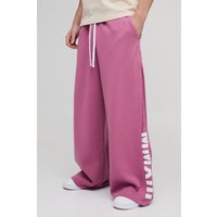 Pantalón Deportivo Plisado De Pernera Súper Ancha Con Refuerzos, Purple