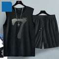 Summer sleeveless basketball jersey, casual wear, breathable short-sleeved two-piece sports shirt + running shorts