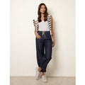 Elastic Waist Seam Detail Jeans - XL / NAVY