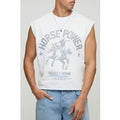 Camiseta Sin Mangas Oversize Recta Con Estampado Gráfico Western, Blanco
