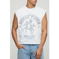Camiseta Sin Mangas Oversize Recta Con Estampado Gráfico Western, Blanco