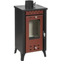Holzofen mit 7,7 kW, 200m³, bis zu 85m² Heizraum | Farbe: rot