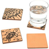 Square Terracotta Coasters (Box of 6) Ceramic & Porcelain
