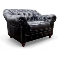 Wellington Chesterfield Vintage Black Distressed Real Leather Armchair