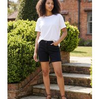 Black Denim Turn Up Shorts  Size 8