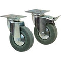 75mm diameter Grey Non Marking Rubber Tyre Swivel Castor with Brakes - 50kg capacity