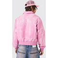Chaqueta Bomber Recta Con Cuello Y Estampado Bm En Rosa, Pink