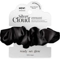 Silver Cloud Satin Oversized Black Scrunchie