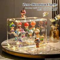 KEEHOME 3pcs Clear Plastic Storage Bins Stackable Figure Display Cases with Magnetic Door Dustproof Multipurpose Flip Top 99.9% Transparent