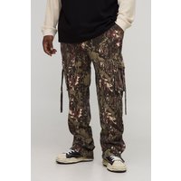 Plus Camo Print Stacked Skinny Fit Popper Hem Trouser, Multi