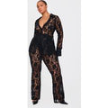 Plus Black Sheer Lace Trousers
