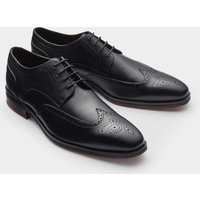 Men's Black Leather Brogue Derby Shoes - Size: 9  - Savile Row Company
