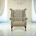 Chesterfield Buttoned Queen Anne High Back Wing Chair UK Manufactured Ivory