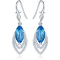 Diva 5.0ct Natural Swiss Blue Topaz Sterling Silver Feather Dangle Earrings