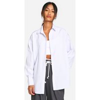 Camisa Oversize De Rayas Finas, Blanco