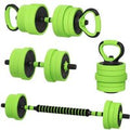 40kg Adjustable Dumbbells, Barbell & Kettlebell Set - Multi-Function Home Gym Equipment, Durable Plastic, Compact Design (Green) | Wowcher