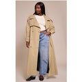 Plus Light Khaki Popper Detail Trench Coat