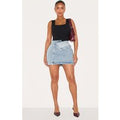 Shape Washed Blue Denim Foldover Waist Mini Skirt