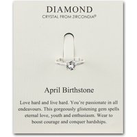 April (Diamond) Adjustable Birthstone Ring Created with Zircondia® Crystals