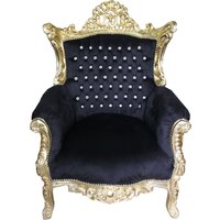 Casa Padrino Barock Sessel Al Capone Schwarz / Gold mit Bling Bling Glitzersteinen - Limited Edition