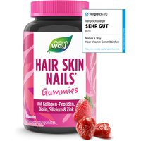 Hair Skin Nails Gummies I 4in1 mit 2500 µg Biotin, Zink, Kollagen, Silizium I Erdbeer-Geschmack I ohne Gelatine I 60 Stk