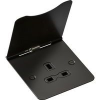 KnightsBridge 13A 1G unswitched floor socket - matt black