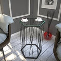 Cetrus Glass Top Side Table with Anthracite Metal Frame